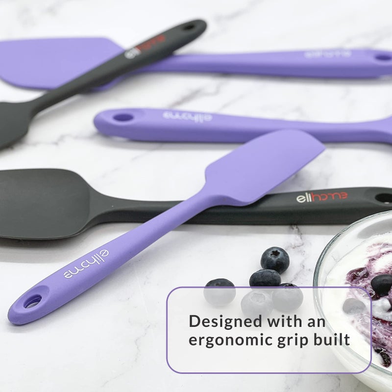 Elihome Chef Series 3 Piece Silicone Spatula Set - 600F Heat Resistant Non Stick Rubber Kitchen Scraper Spatulas for Cooking  Baking  and Mixing - BPA Free and LFGB Certified Silicone  Purple Color - Image 2