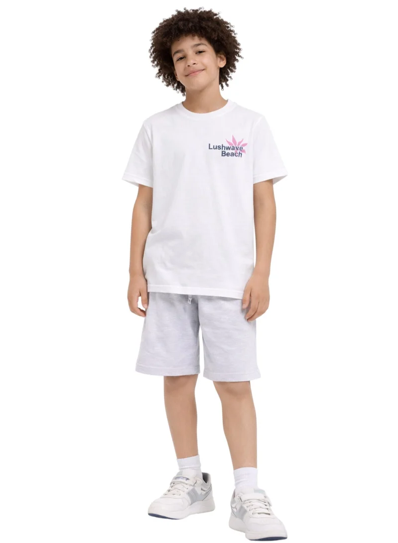 victor and jane Boys’ Relaxed Fit T-Shirt – “Lushwave Beach” Graphic Tee (Front & Back Print)