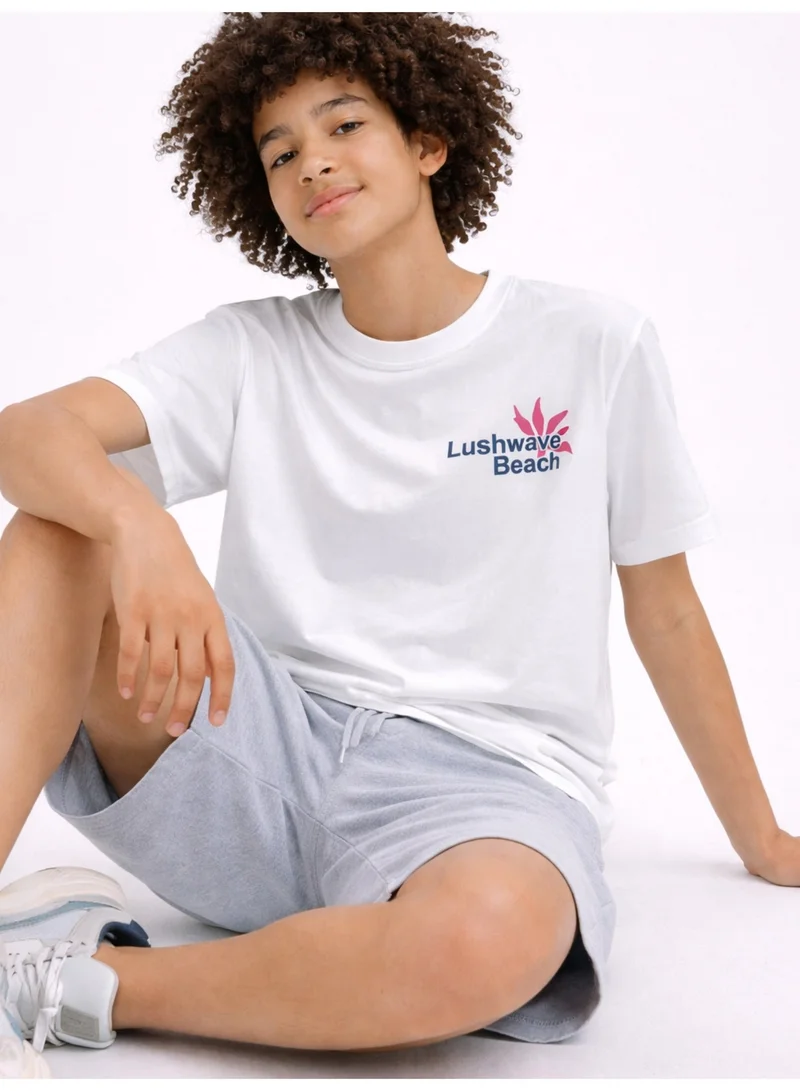 فكتور اند جين Boys’ Relaxed Fit T-Shirt – “Lushwave Beach” Graphic Tee (Front & Back Print)