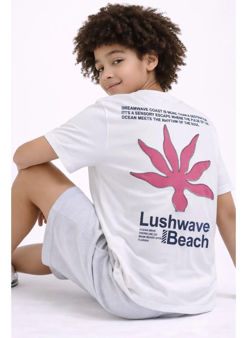 فكتور اند جين Boys’ Relaxed Fit T-Shirt – “Lushwave Beach” Graphic Tee (Front & Back Print)