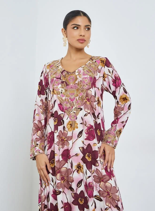 أميرة جلابية مخوار بطبعة زهور