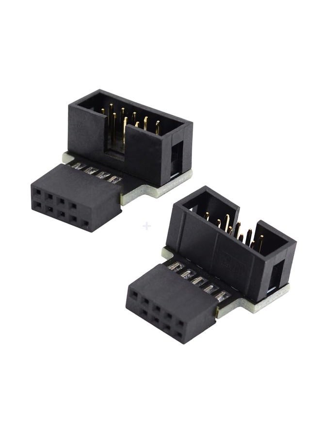 Cablecc 1set USB 2.0 10Pin 9Pin Header Extension Male to Female Down & Up 90 Degree Angled Adapter for Motherboard - Image 1