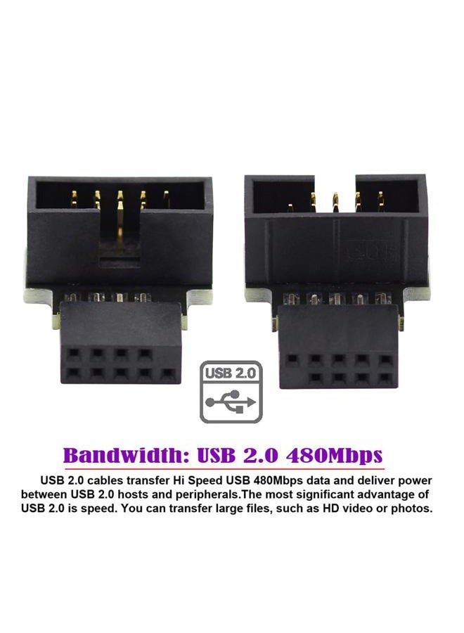 Cablecc 1set USB 2.0 10Pin 9Pin Header Extension Male to Female Down & Up 90 Degree Angled Adapter for Motherboard - Image 5