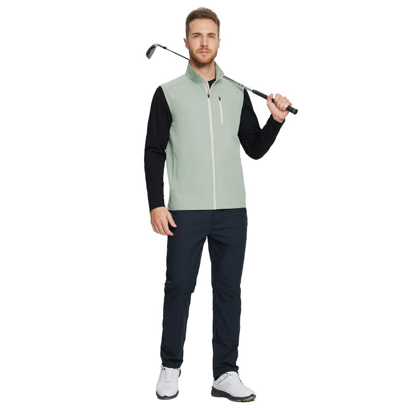 M MAELREG Golf Vest for Men Windproof Travel Zip Up Sleeveless Jacket Lightweight Softshell Mens Vests Outerwear - Image 2