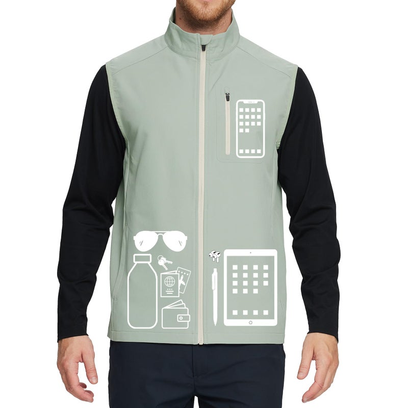 M MAELREG Golf Vest for Men Windproof Travel Zip Up Sleeveless Jacket Lightweight Softshell Mens Vests Outerwear - Image 5