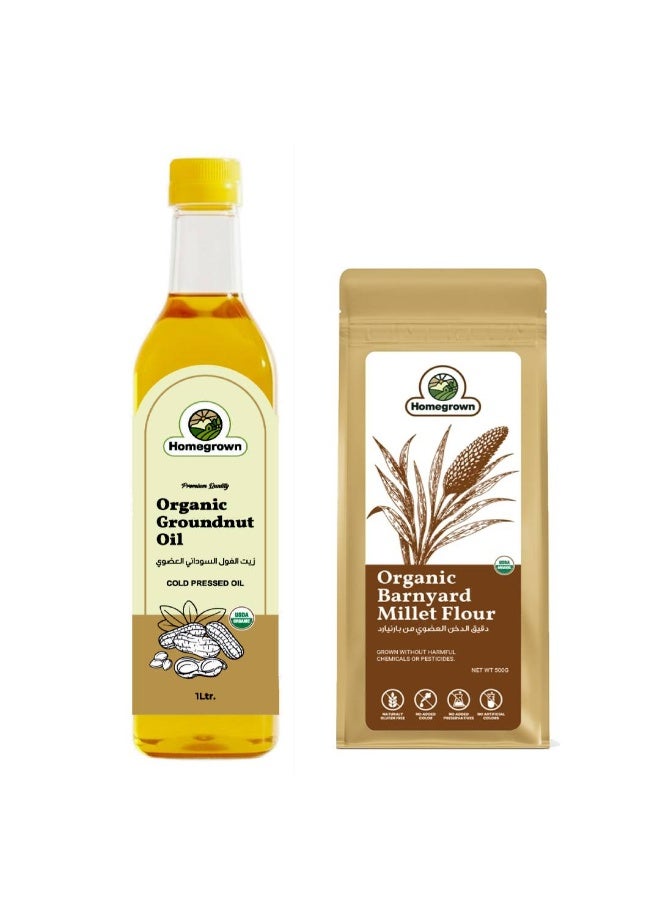 HG Organic Groundnut Oil + HG Organic Barnyard Millet Flour ( Samwa Atta )( 2 Pack  )
