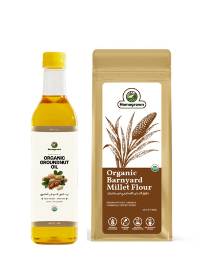 HG Organic Groundnut Oil + HG Organic Barnyard Millet Flour ( Samwa Atta )( 2 Pack  )