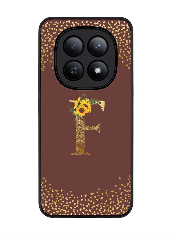 For Xiaomi Redmi Note 15 5G / Poco M8 Case,Slim fit Camera Protection, Shockproof Thin Phone cover  - Custom Floral Monogram - F  (Brown )