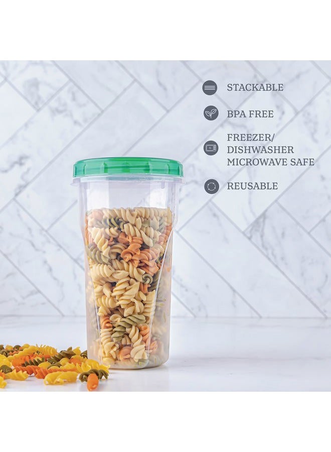 PLASTICPRO 48 Ounce Twist Top Deli Containers Clear bottom With Green Top Twist on Lids Reusable, Stackable, Food Storage Freezer Container Pack of 4 - Image 5