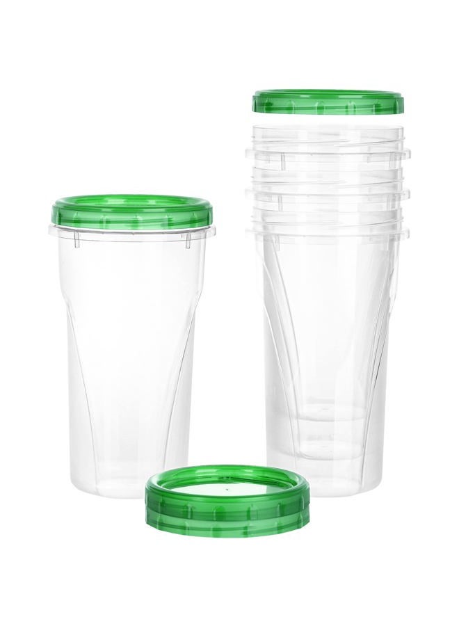 PLASTICPRO 48 Ounce Twist Top Deli Containers Clear bottom With Green Top Twist on Lids Reusable, Stackable, Food Storage Freezer Container Pack of 4 - Image 1