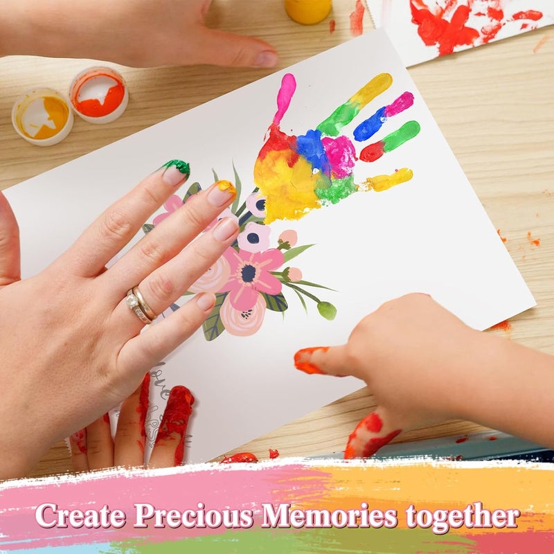 Marspark Handprint Craft Family DIY Paint Set Unique Birthday Gifts for Grandma Mom Father Mother Handmade Keepsake Include 16 Wood Frame 4 Flower Bouquet Papers 12 Colors Paint and Palette - Image 4