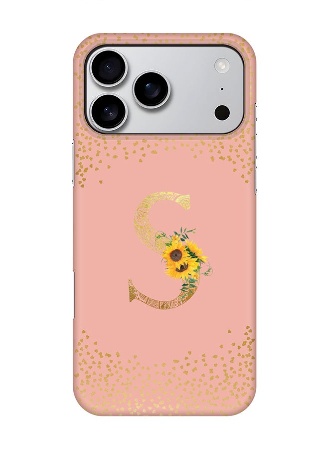 Stylizedd For iPhone 17 Pro Max,Case, [Compatible with MagSafe] Magnetic cover Slim fit Protection Matte, - Custom Floral Monogram - S  (Rose Pink )