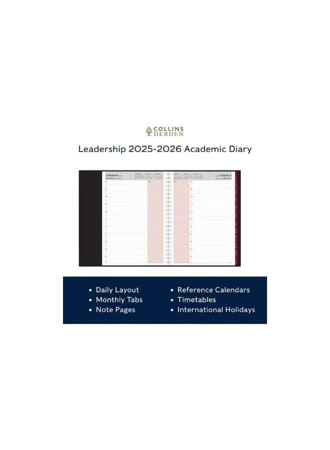 Collins Collins Leadership 12 Month Mid/Academic Year Planner, July 2025-July 2026- Day-to-Page Appointments Diary, A4 Size, Black