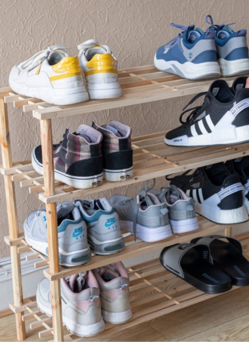 New 4 Tier Shoe Rack Natural Bamboo Wooden Organizer Stand Storage - Image 3