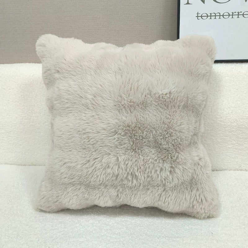 Double-sided imitation rabbit plush pillow, light luxury pillow, large backrest cushion, living room sofa pillow, pillowcase without core, high-end feeling - Image 5