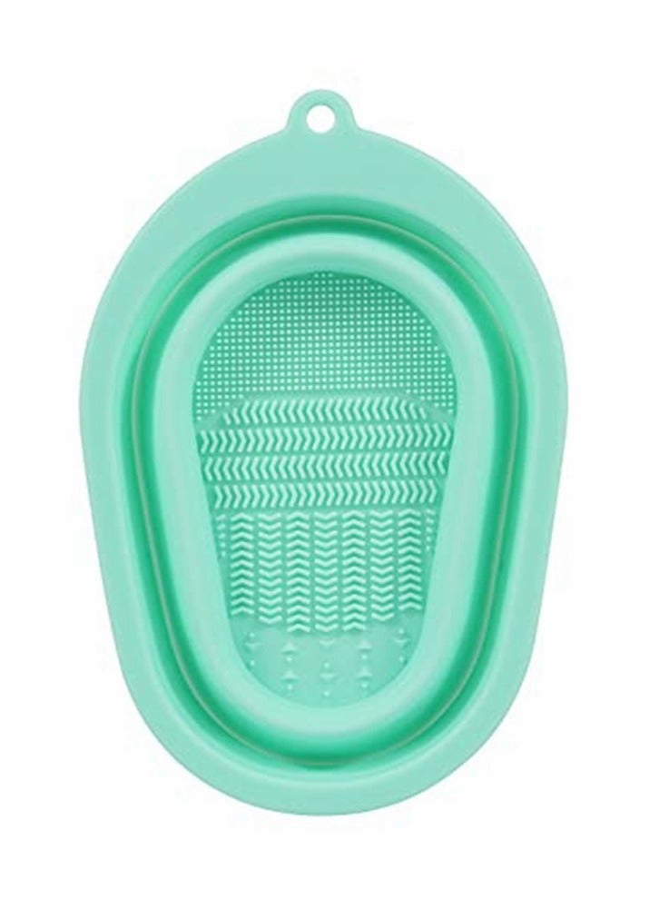 KASTWAVE Brush, Makeup Brush Cleaning Mat, Silicone Makeup Brush Scrubber, Cosmetic Brush Cleaner, Brush Cleaning Pad, Foldable Makeup Brush, for Makeup Brush, Makeup Sponge (Pink & Green) - Image 3