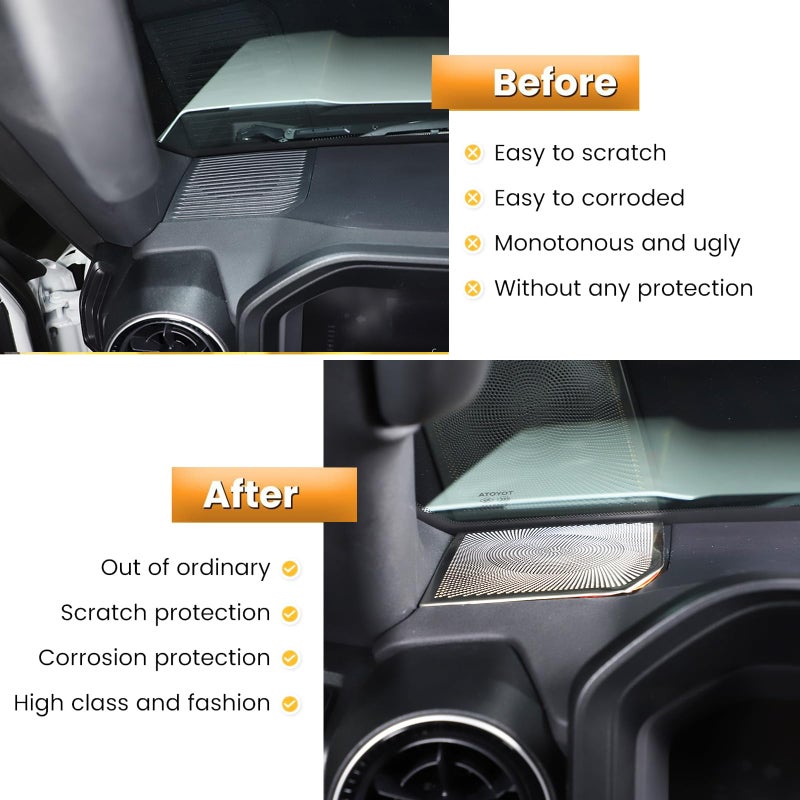 Generic Heutamo Center Console Dashboard Side Air Vent Outlet Frame Cover Trim Compatible with Toyota Land Cruiser Prado 2024+ Accessories, Stainless Steel Dashboard Air Vents Dust Protective Cover (Silver)  - Image 2