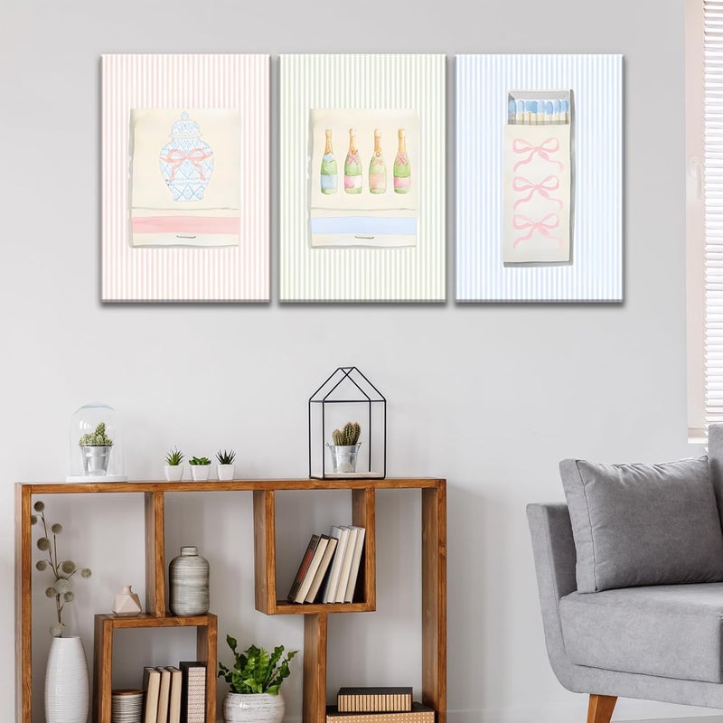 Djmwtb Grandmillenial Matchbox Wall Art Set of 3 (Preppy, 12"x16" Canvas) - Image 3