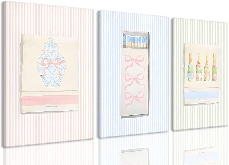 Djmwtb Grandmillenial Matchbox Wall Art Set of 3 (Preppy, 12"x16" Canvas) - Image 1