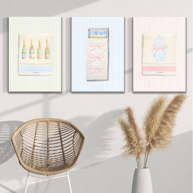 Djmwtb Grandmillenial Matchbox Wall Art Set of 3 (Preppy, 12"x16" Canvas) - Image 2