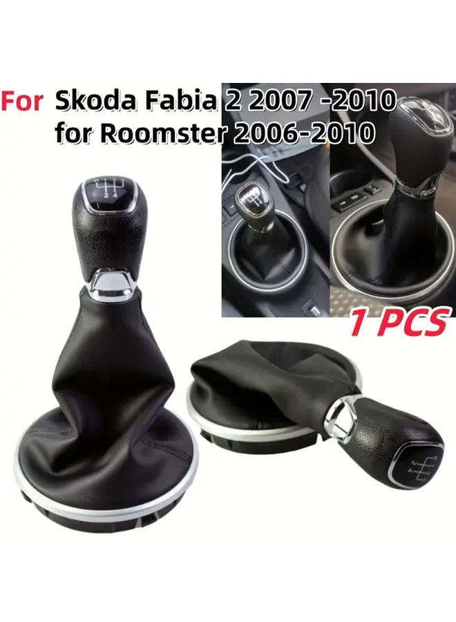مقبض ناقل الحركة بـ 5 سرعات، غطاء حذاء، غطاء من الجلد الصناعي PU لـ Skoda Fabia 2 Roomster - Image 1