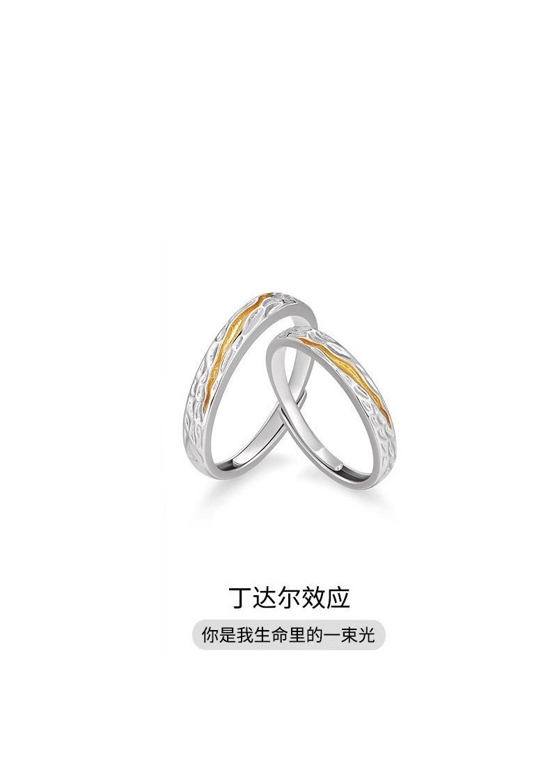 Generic - S925 Sterling Couples Rings Tidal Effect Unique Adjustable Pair Gift JZ060 women's white gold - Image 1
