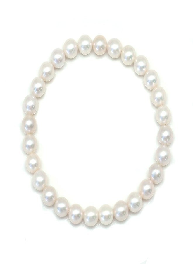 Lulau Freshwater Pearl Stretch Bracelets For Women With 6mm White Cultured Pearls Classic Bracelet (7 inches) - Image 1