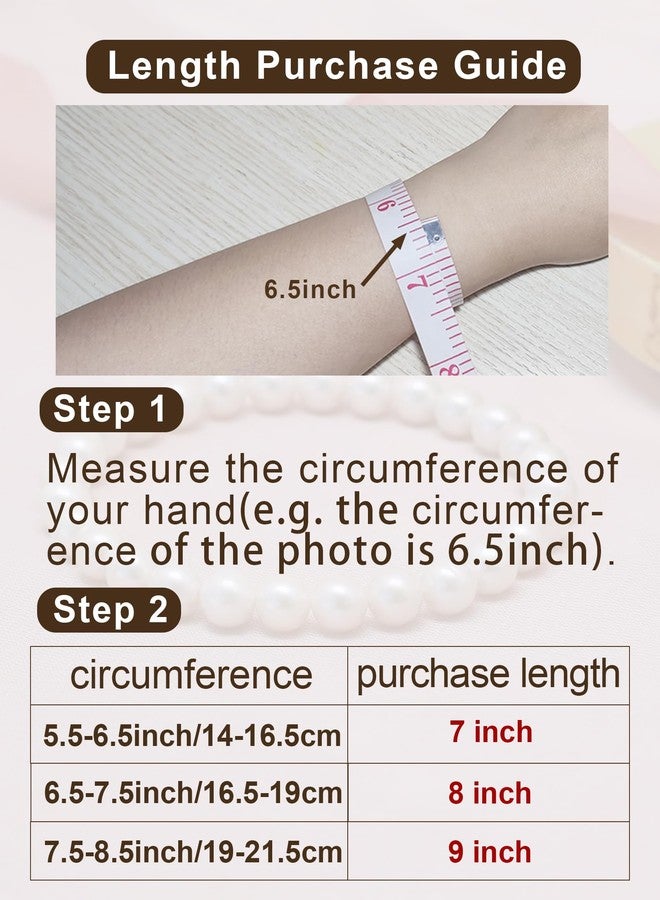 Lulau Freshwater Pearl Stretch Bracelets For Women With 6mm White Cultured Pearls Classic Bracelet (7 inches) - Image 4