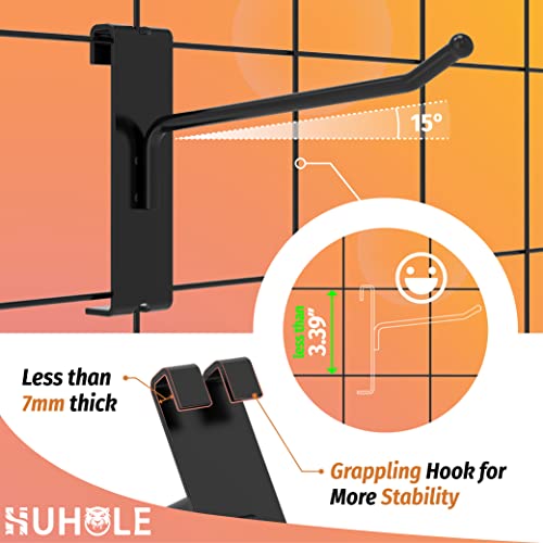 HUHOLE Gridwall Hooks 10 Inch, 32PC Display Hook for Grid Wall, Hooks for Grid Wall Panel, Black - Image 3