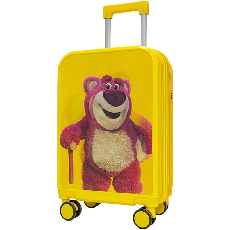 20" Luggage Rolling Suitcase with 3D Multiple View Design, ABS PC Material, Cute Cartoon Character Pattern Travel Trolley Case for Girls Boys yellow(Losto ) - Image 1