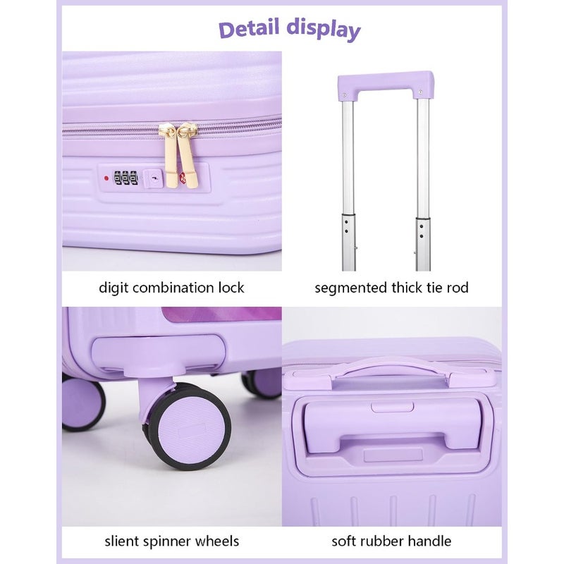 20" Luggage Rolling Suitcase with 3D Multiple View Design, ABS PC Material, Cute Cartoon Character Pattern Travel Trolley Case for Girls Boys yellow(Losto ) - Image 5