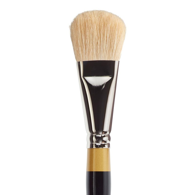 KINGART Premium Original Gold 92701 Oval MOP Series Artist Brush Soft Synthetic Hair Short Handle for Acrylic Watercolor and Oil Painting Size 1