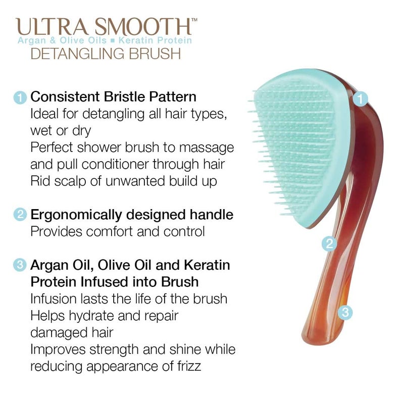 Cricket Ultra Smooth Detangling Brush - Infused with Argan & Olive Oils and Keratin Protein, Anti-Frizz Hairbrush for Wet and Dry Hair, Ergonomic Design for All Hair Types - Image 4