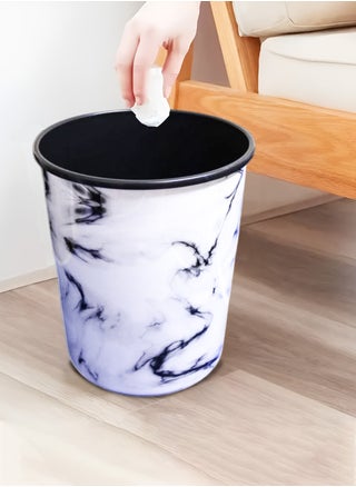 2 Pieces 13L Round Dust Bin with Marble Effect Prints Modern Style Plastic Trash Can Garbage Bin Open Top Design Waste Basket Garbage Container Cylindrical Waste Bin for Office Bedrooms Kitchen Bathroom Multipurpose Usage Trash Bin 12"x9.5" - pzsku/ZCD5F2F85546F51D0AAC9Z/45/_/1740982445/8be367c2-fc42-467d-9f07-62d092f7be3e