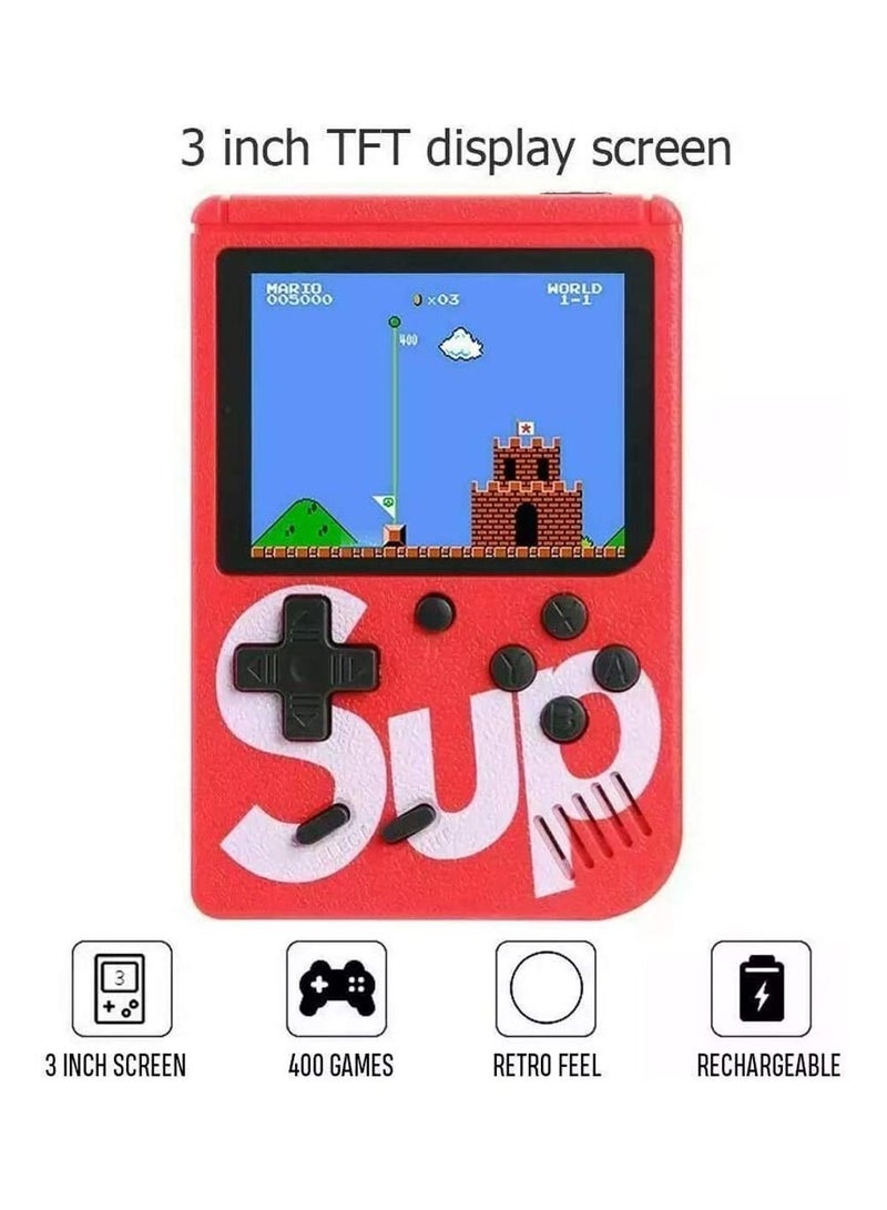 SUP Game Box Plus 400 in 1 Retro Games نسخة مطورة من وحدة التحكم المحمولة الصغيرة باللون الأزرق