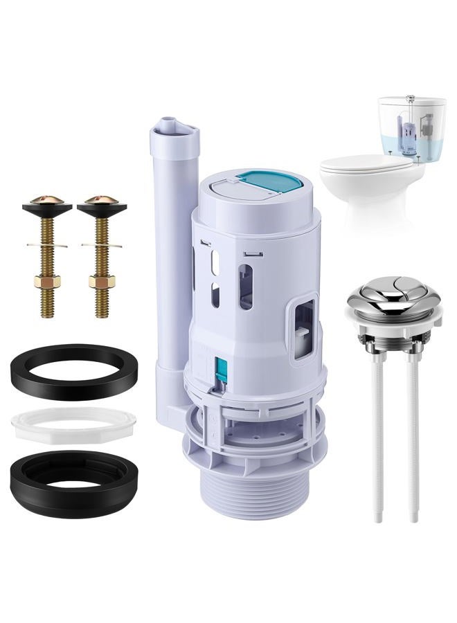 Saillong 3 Inch Dual Flush Valve Replacement Kit with Top Push Button, Tank to Bowl Gasket and Bolts, Toilet Repair Kit Inside Tank for 2 Piece Toilet, Easy to Install - Image 1