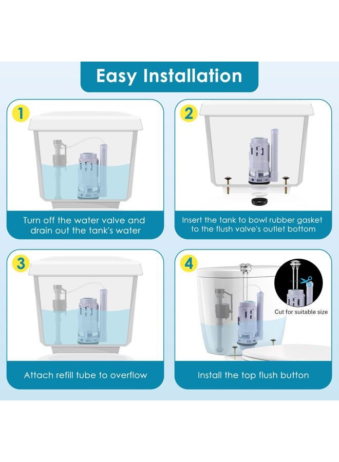 Saillong 3 Inch Dual Flush Valve Replacement Kit with Top Push Button, Tank to Bowl Gasket and Bolts, Toilet Repair Kit Inside Tank for 2 Piece Toilet, Easy to Install - Image 5