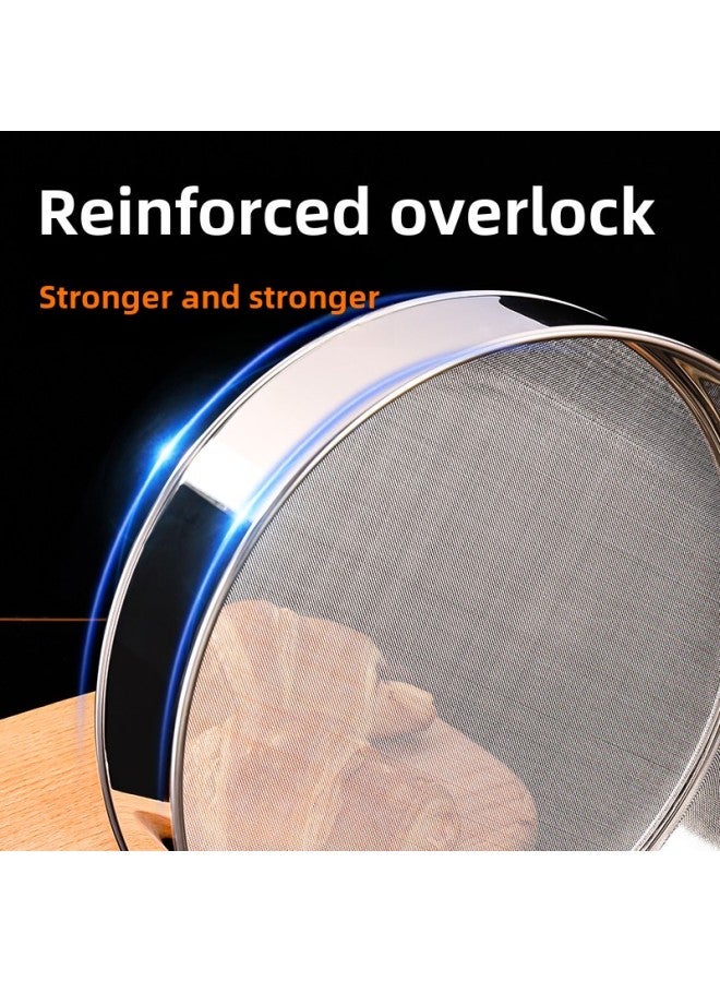 Stainless Steel Flour Sieve With Hanging Ears Baking Screen Filter Flour Sieve Household Powder Sieve Fine Mesh Screen-Specifications:60 Mesh Hanging Earrings-Color:Diameter 30cm Height 5cm - Image 3
