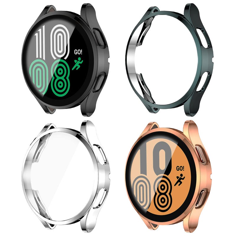 AWH Samsung Galaxy Watch 4 40mm 4-Pack Soft Slim TPU Anti-Scratch Protective Bumper Case, Black+Silver+Rose Gold+Green - Image 2