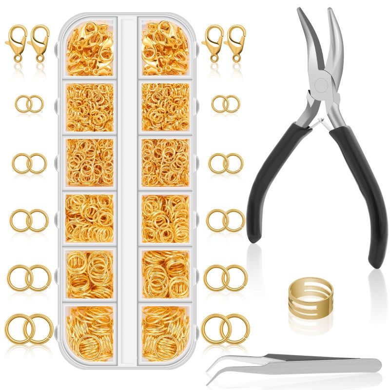 Anezus 1200PCS Jump Rings for Jewelry Making Kit, Gold, Jewelry Making Supplies and Necklace Repair, Modern Style, Small Size, Not Foldable - Image 1