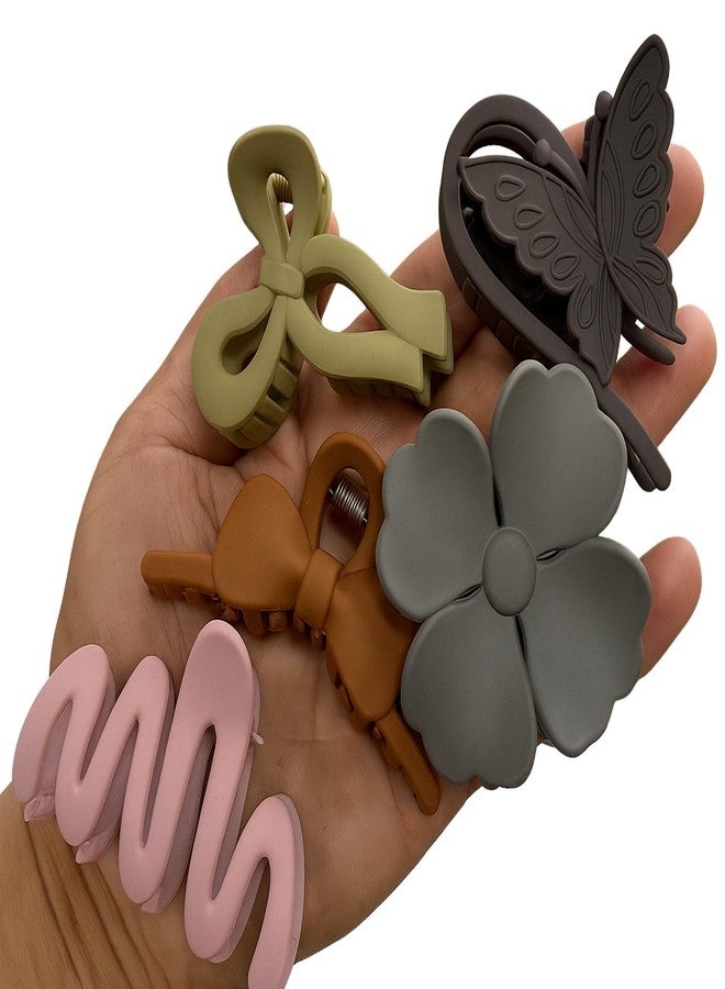 Luxelocks Pack of 12pcs Medium size mix design hair claw, 6.5 cm, Multi-Colour Butterfly Bow Heart Design, Matte Finish - Image 2