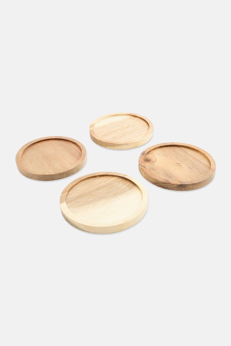 Bombay 4 Pieces Acacia Coaster Set, Brown - Image 2