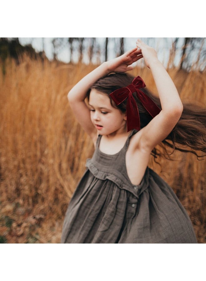 Aileam 2Pcs 5" Velvet Red Wine Hair Bows Girls Hair Clips Ponytail Holder Accessories For Women Girls Toddlers - Image 5