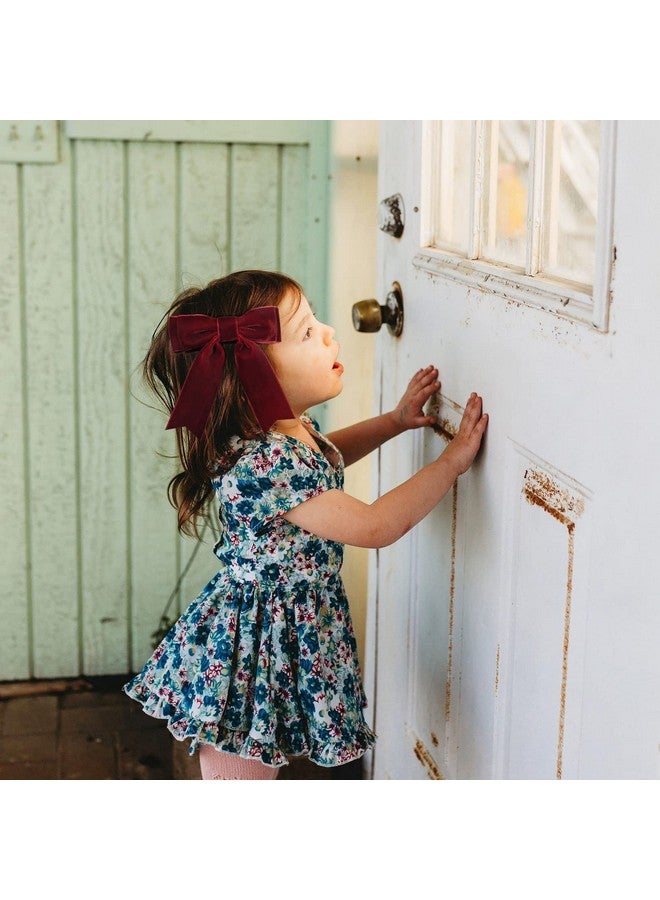 Aileam 2Pcs 5" Velvet Red Wine Hair Bows Girls Hair Clips Ponytail Holder Accessories For Women Girls Toddlers - Image 4