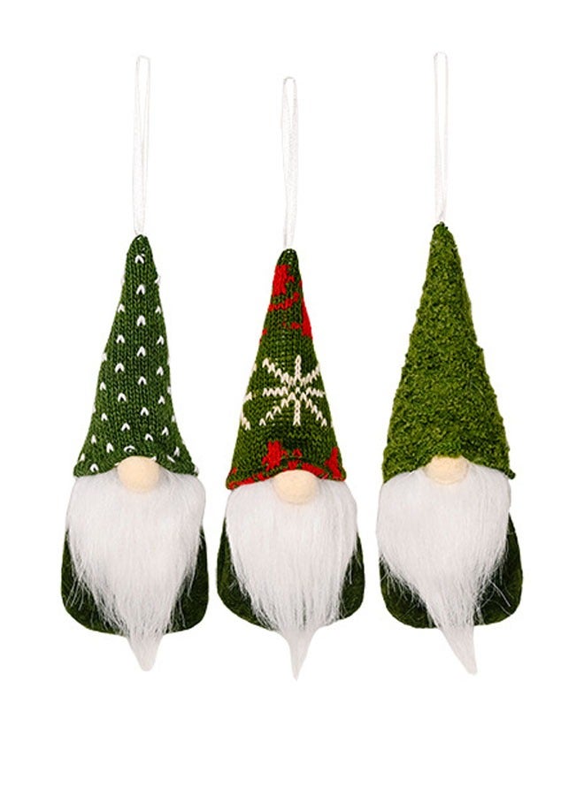 3 Pcs Faceless Gnome Decorations Faceless Plush Doll Pendant Hand Knitted Plush Elf Doll Table Home Decor Christmas (Green) - Image 2