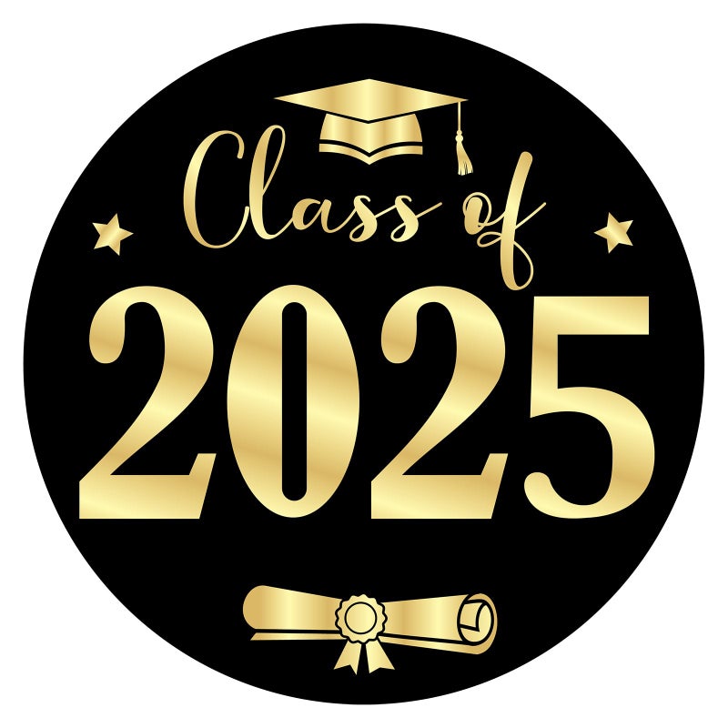 ANWYLL Anwyll Graduation Stickers 2025  Gold Black Class of 2025 Stickers 60Pcs 175In Graduation Envelope Seal Label Sticker SelfAdhesive Congrats Grad Cap Hat Sticker for Senior College Grad Party Favor