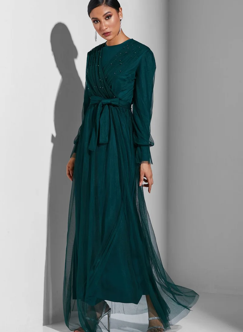Khizana Embellished Gathered Dress