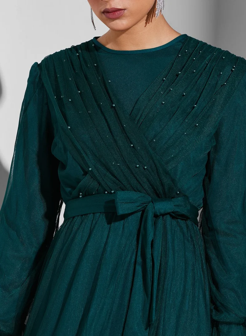 Khizana Embellished Gathered Dress