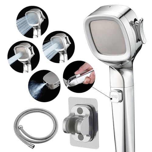 YASINU RV Shower Head with Hose and On Off Switch, High Pressure Camper/RV Shower Head Replacement, 4 Setting, 60 inch Hose, Water-Saving, Chrome - Image 1
