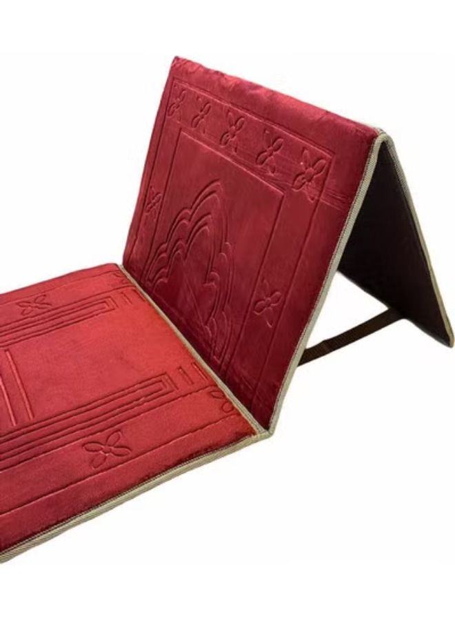 ACLIX 2 In 1 Foldable Prayer Mat And Backrest Red - Image 2